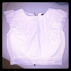 White denim crop top